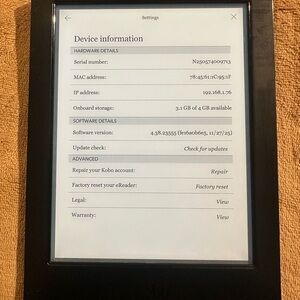 Kobo Aura H2O Black eBook Reader